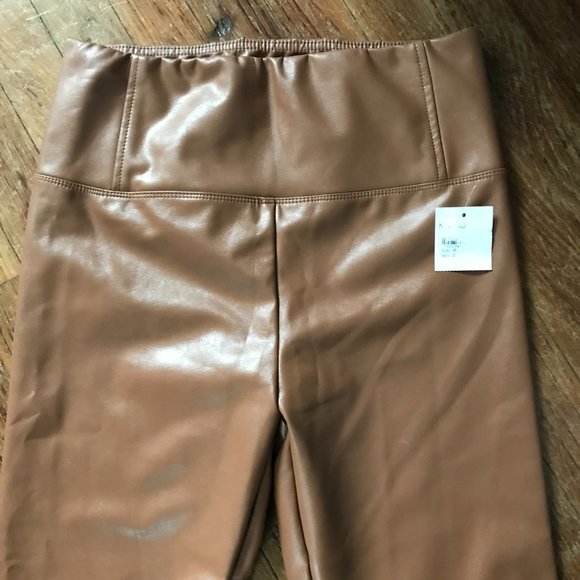 NWT Tibi Brown Faux Leather Leggings High Waist - Picture 10 of 16